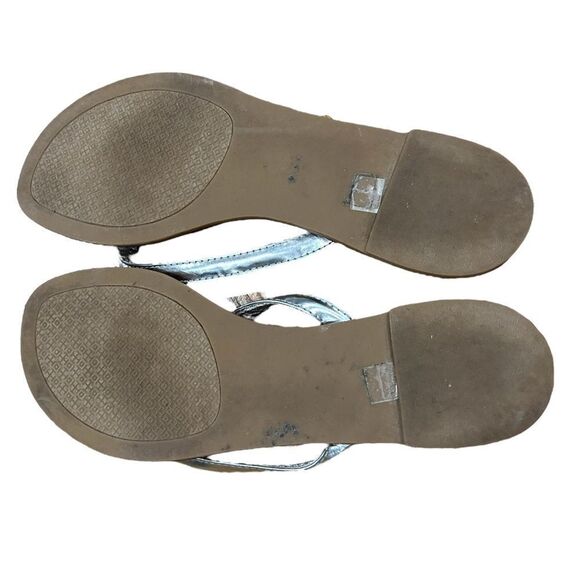 Tory Burch Silver Metallic Terra Thong Sandals - Picture 11 of 14